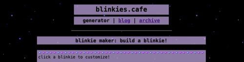 and animated screenshot of 'blinkies.cafe'